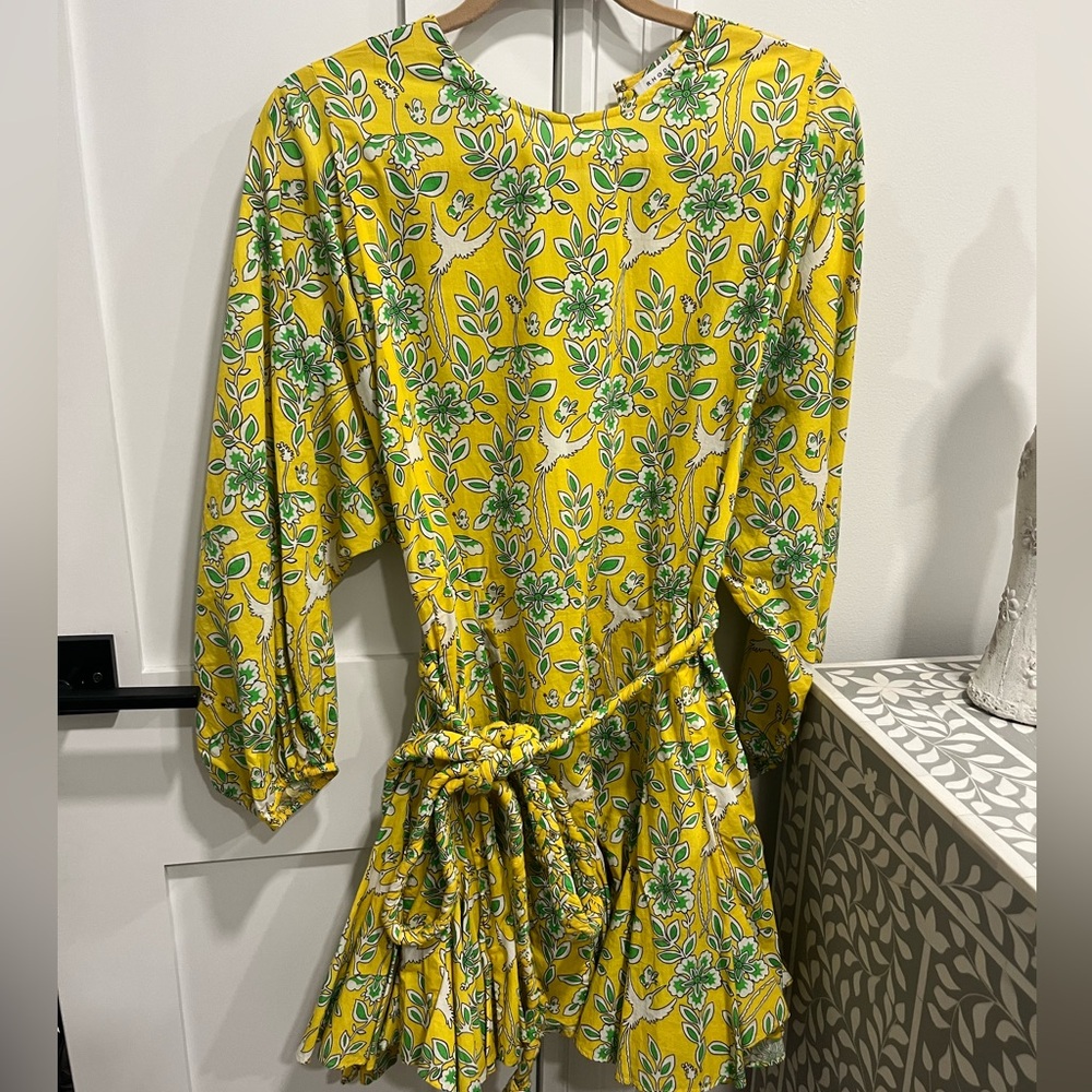 RHODE Yellow and Green Floral Mini Dress